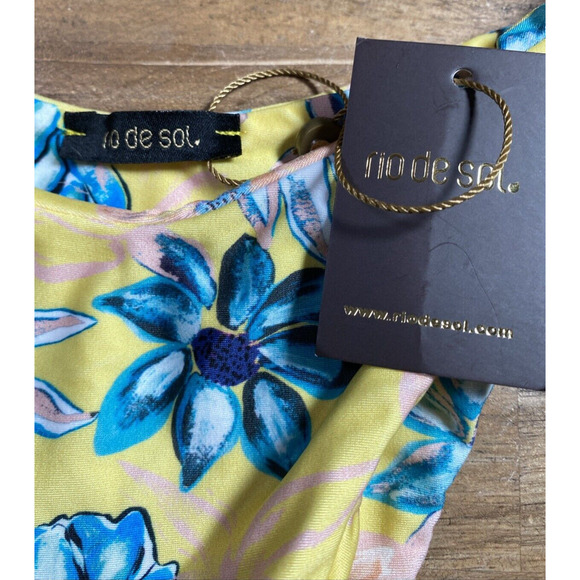 NWT Rio De Sol High Leg Swim Bottom Yellow Floral Medium - Picture 3 of 6